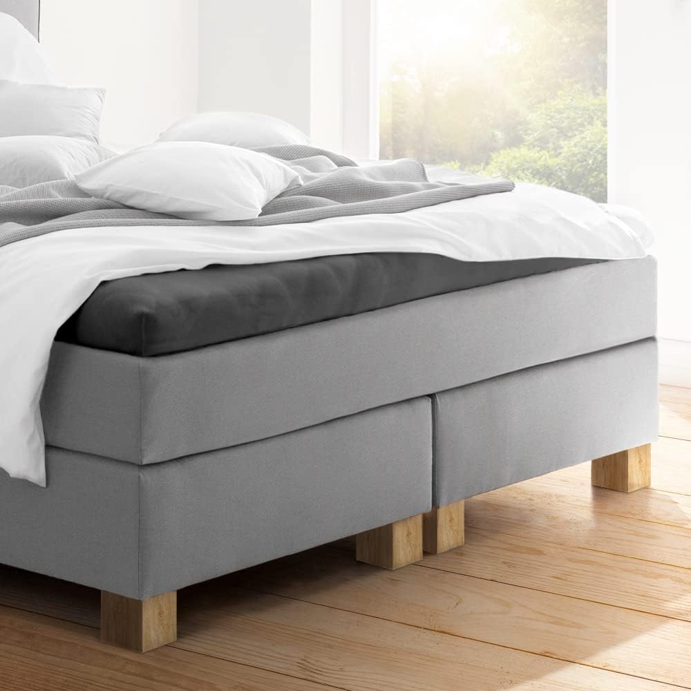 ESTELLA Topper-Spannbetttuch Zwirnjersey | Graphit | 100x200 cm | passend für Topperhöhen von 7-10 c