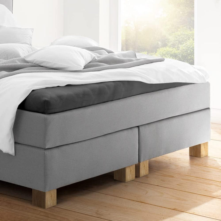ESTELLA Topper-Spannbetttuch Zwirnjersey | Graphit | 100x200 cm | passend für Topperhöhen von 7-10 c