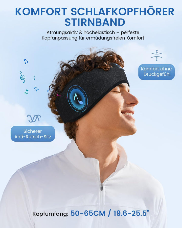 MUSICOZY Schlafkopfhörer Bluetooth 5.4, Bequem &amp; Ultraleicht Stirnband kopfhörer zum Schlafen mit Hi