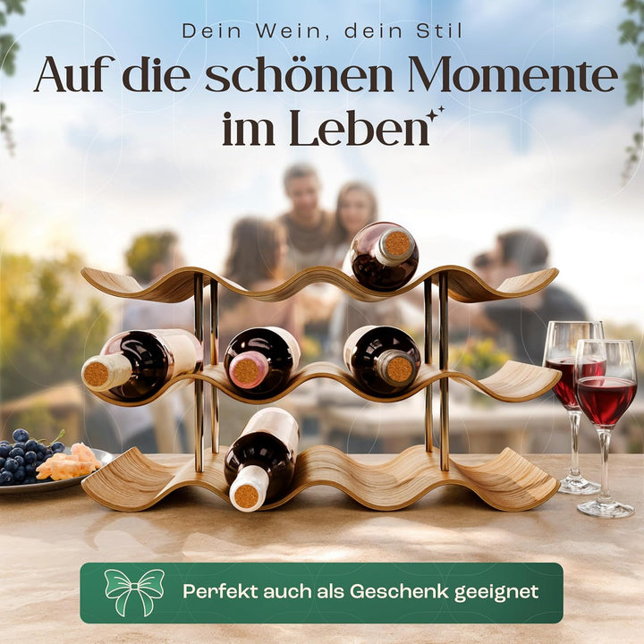 Dreiklang – be smart Weinregal Flaschenregal aus Holz für 12 Flaschen, stabil, Freistehend, modern,
