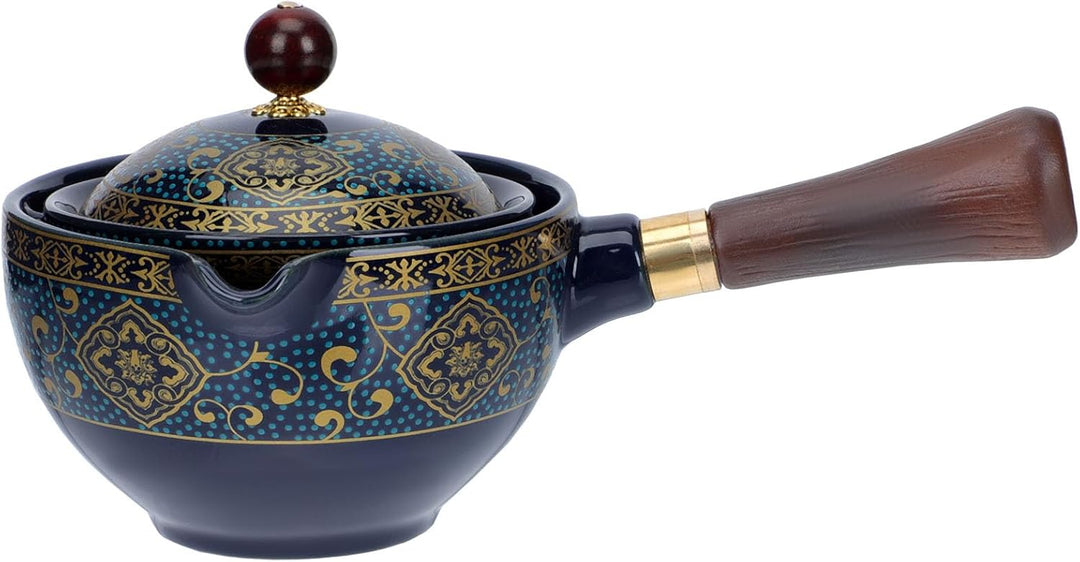 YARNOW Keramik Teekanne Japanische Kyusu Teekanne mit Holzgriff Teesieb Einhand Teekanne Retro Teeke