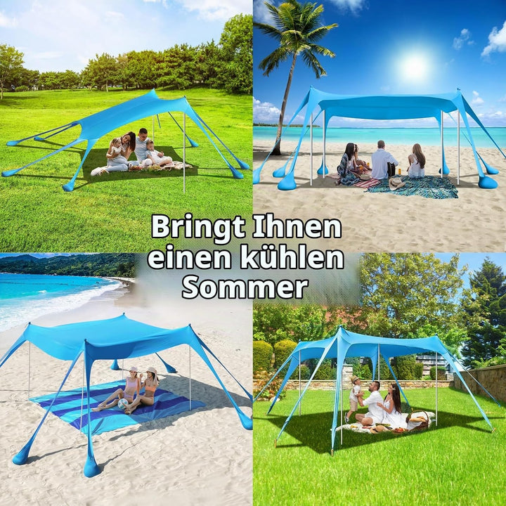 Rhino Valley Strandmuschel, Strandzelt Sonnenschutz UV 50+, Windschutz Strandzelt, Tragbar Sonnenseg