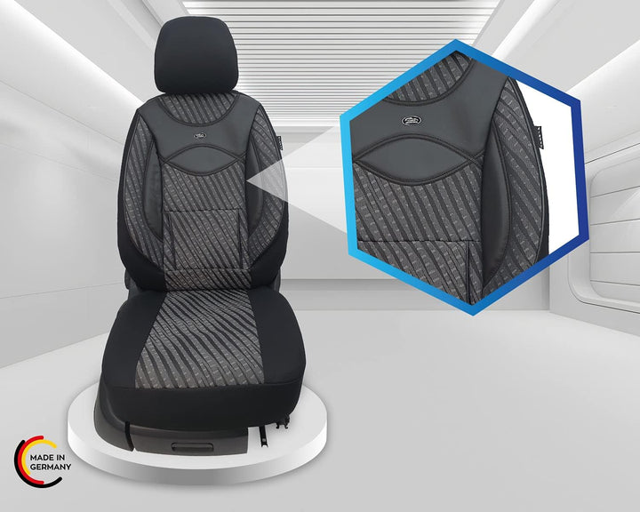 BREMER SITZBEZÜGE Mass Sitzbezüge Schonbezüge für Mercedes X-Klasse 115 115 - Schwarz/Grau Muster, 1