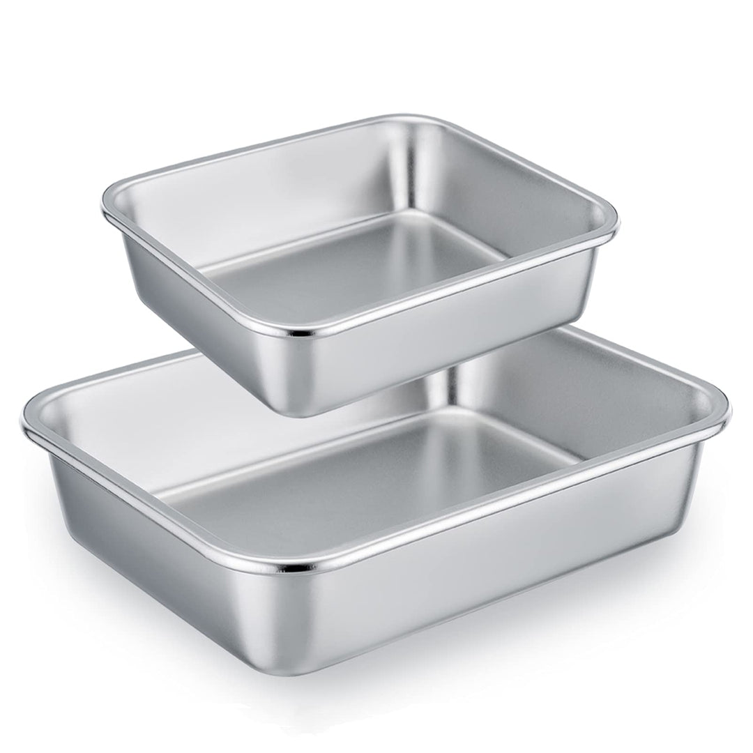 Homikit Auflaufform 2er Set, Edelstahl Rechteckig Kuchenform Backform Tiramisu form, Ofenform ideal