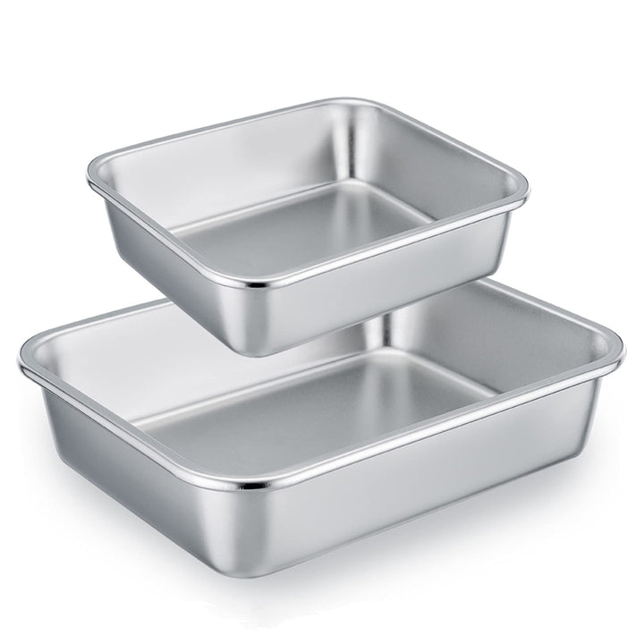 Homikit Auflaufform 2er Set, Edelstahl Rechteckig Kuchenform Backform Tiramisu form, Ofenform ideal