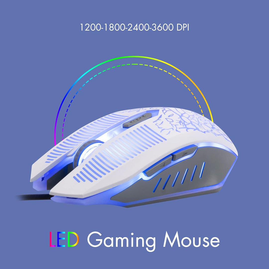Gaming-Tastatur und -Maus, Regenbogen-Tastatur und Gaming-Maus, LED-Hintergrundbeleuchtung, 3600 dpi