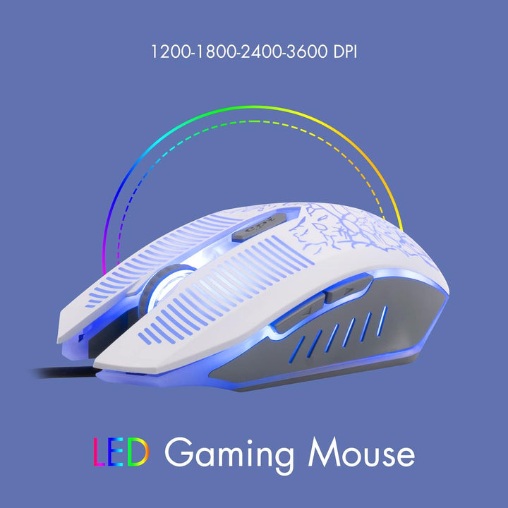 Gaming-Tastatur und -Maus, Regenbogen-Tastatur und Gaming-Maus, LED-Hintergrundbeleuchtung, 3600 dpi