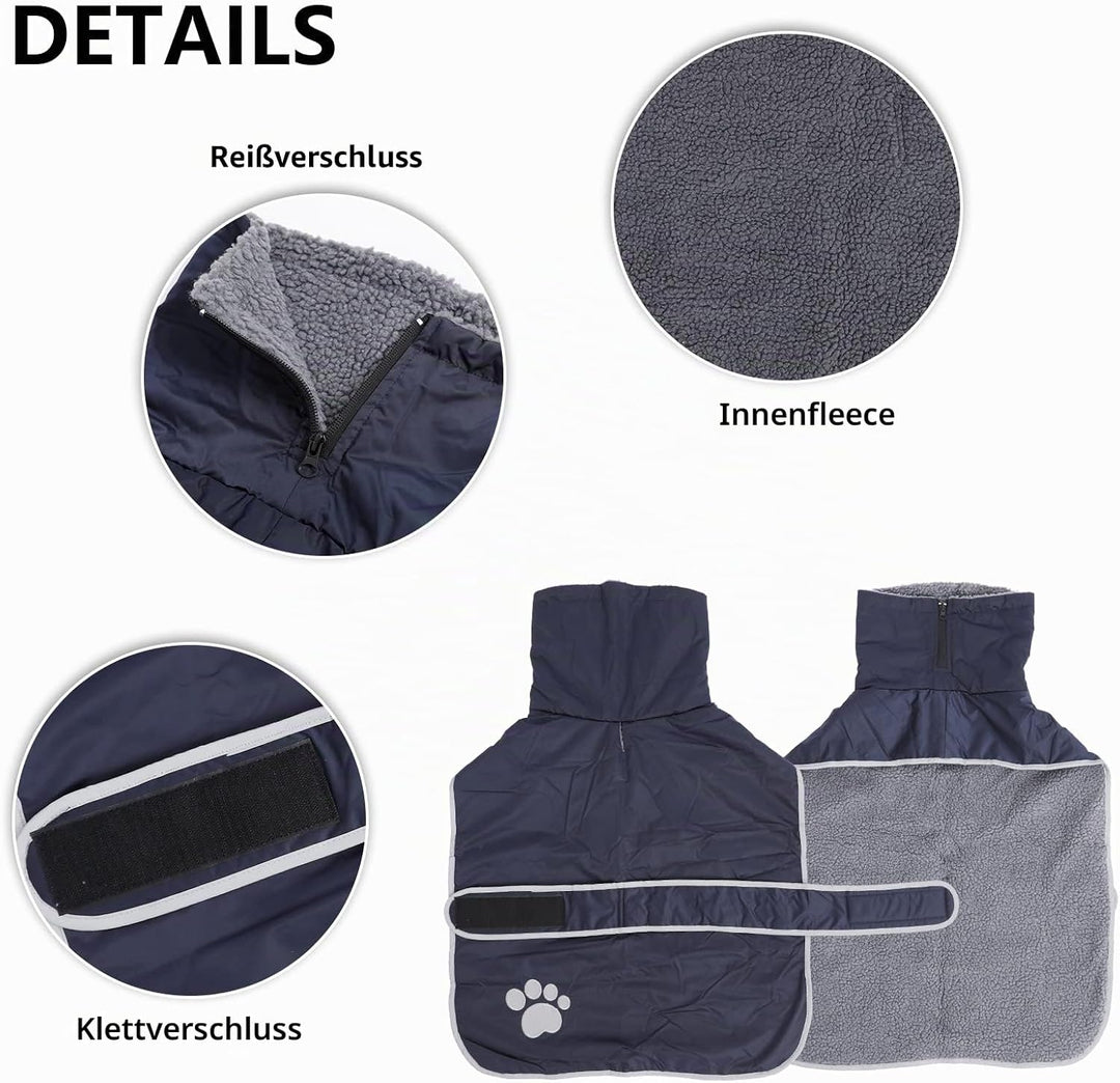Geyecete-Hunde Wintermantel fur Dackel,Hundejacken mit plüschfutter und Kabelbaumloch,Wasserdichter