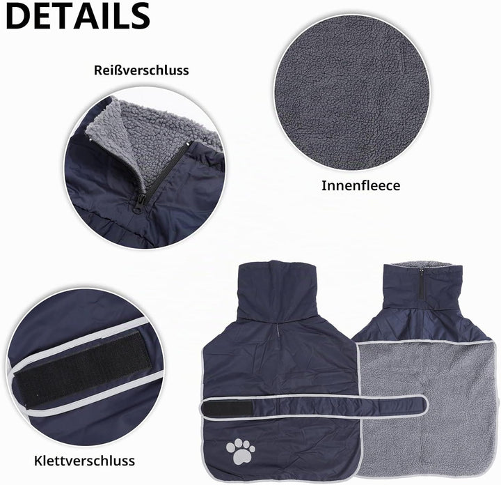 Geyecete-Hunde Wintermantel fur Dackel,Hundejacken mit plüschfutter und Kabelbaumloch,Wasserdichter