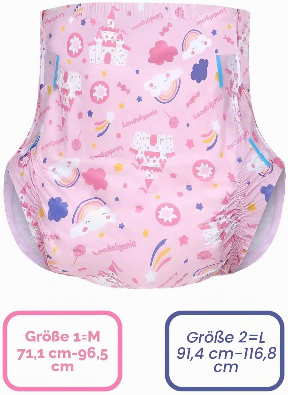Landofgenie Erwachsene Windeln Rosa gedruckte Windel Unterwäsche Grosse Erwachsene Baby Nachtwindeln