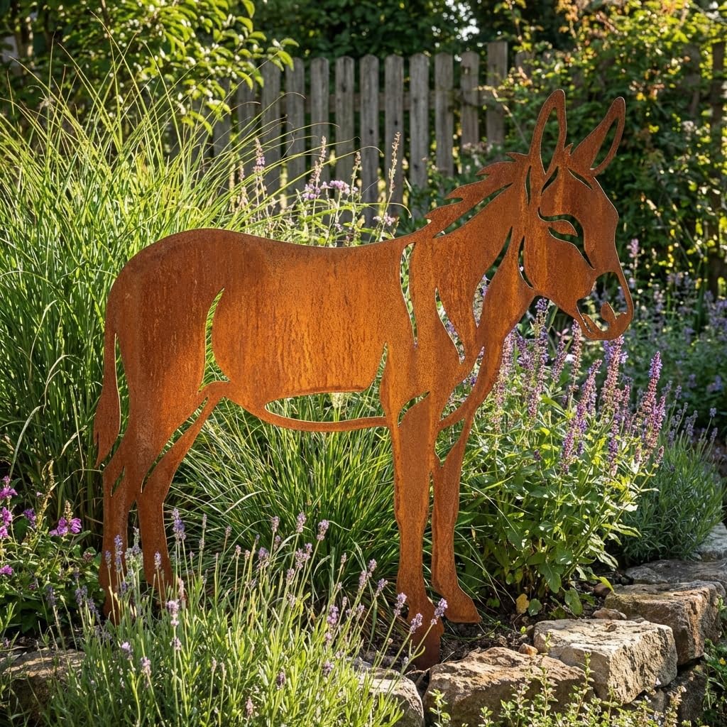 Kapaga - Gartenfigur aus Rost auf Einschlagbeinen - Metall Tierfigur - Edelrost Dekofigur - Tier Fig