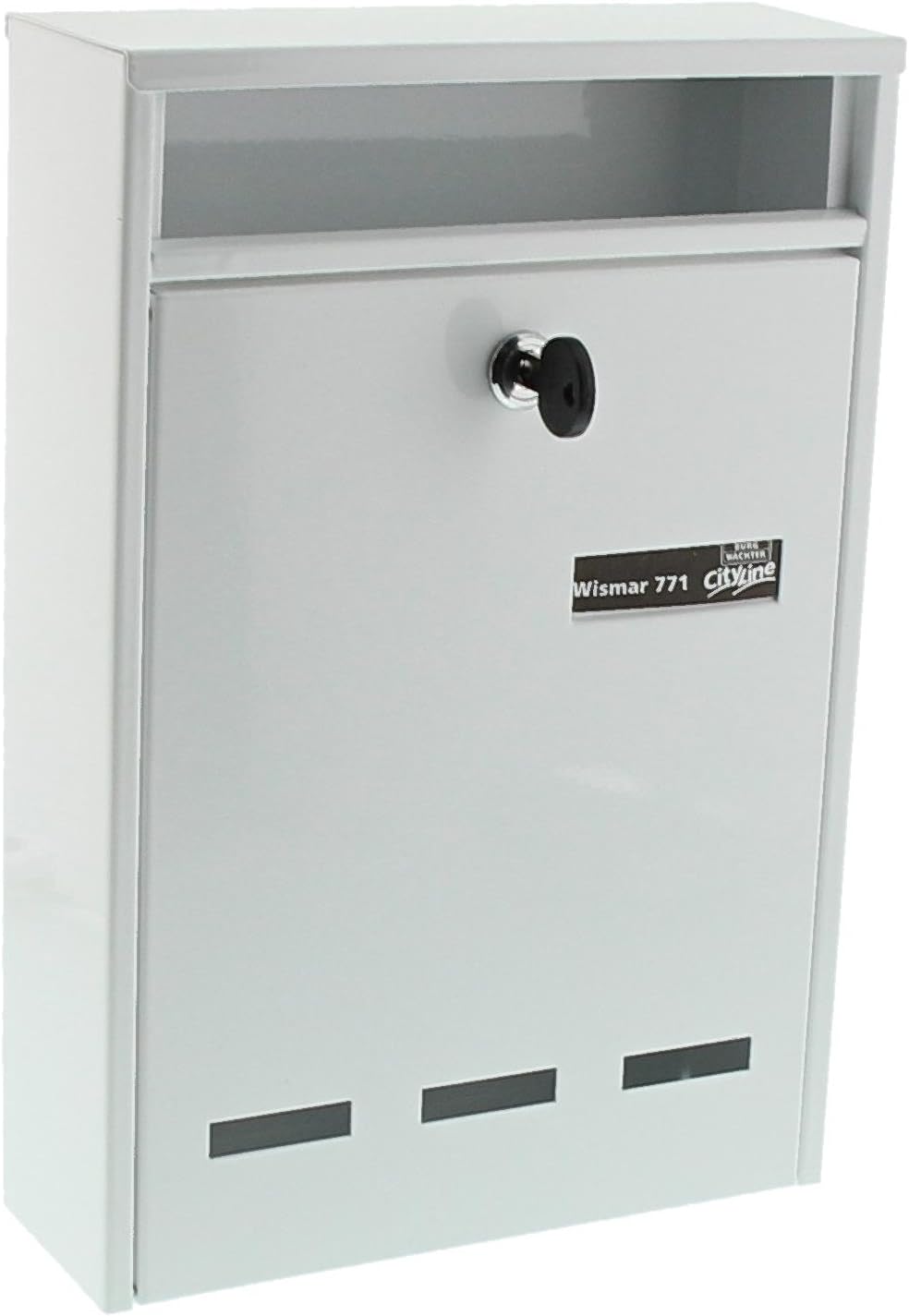 Burg Wächter Anlagenbriefkasten, A5 Einwurf-Format, Verzinkter Stahl, Wismar 771 W, Weiss Weiss (Ähn
