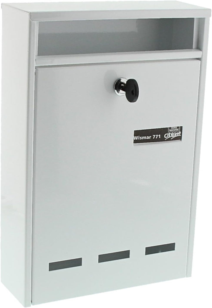 Burg Wächter Anlagenbriefkasten, A5 Einwurf-Format, Verzinkter Stahl, Wismar 771 W, Weiss Weiss (Ähn