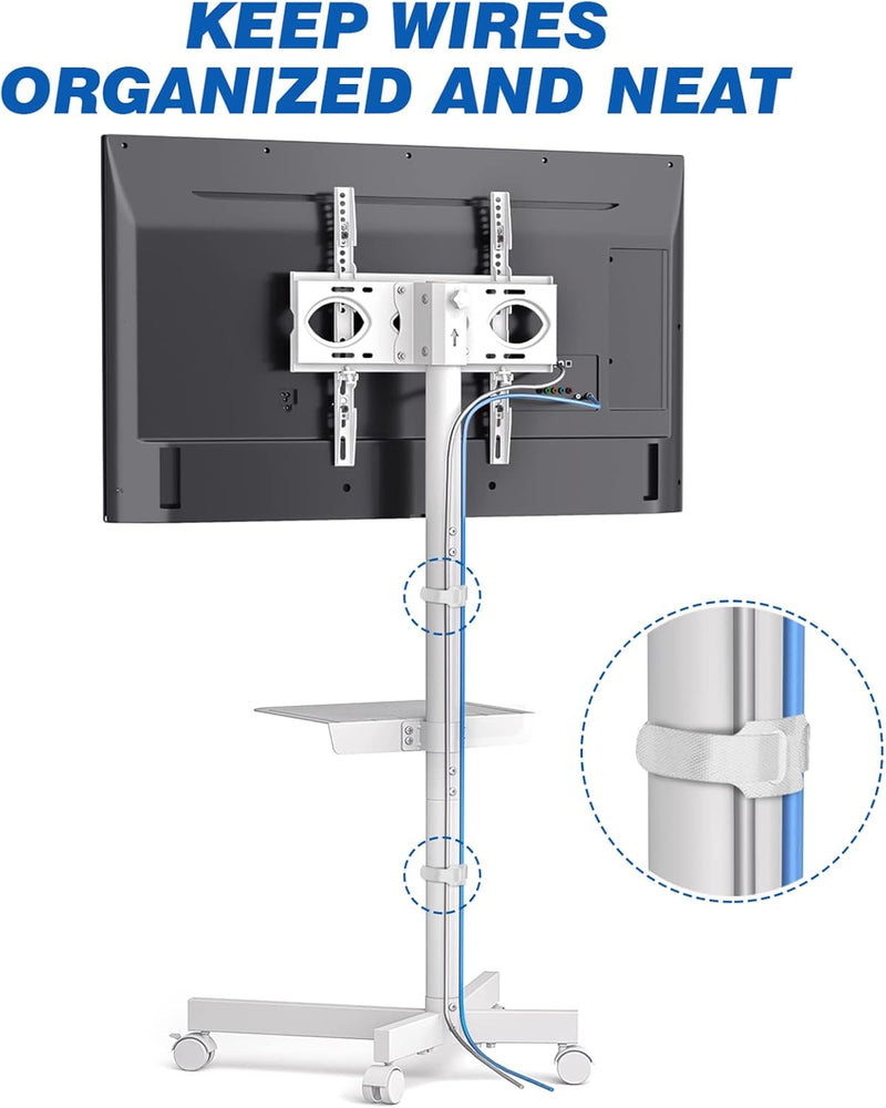 TV Ständer Rollbar Fernsehständer Bodenständer - Rfiver Fernseher ständer Rollwagen mit Rollen Weiss