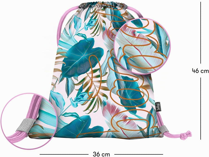 Baagl Federmäppchen Turnbeutel Set 2-teilig Mädchen Schule - Leafs | Sportbeutel, Federtasche, Gymsa