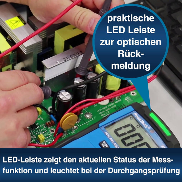 PeakTech 3349 – True RMS Digital Multimeter, Manual-Range, 6000 Counts, Durchgangsprüfer, Spannungsp