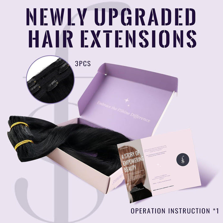 Fshine Clip in Ehthaar Extensions Dunkelbraun 30cm 3pcs Remy Ehthaar Clip in Extensions Jet Black Cl