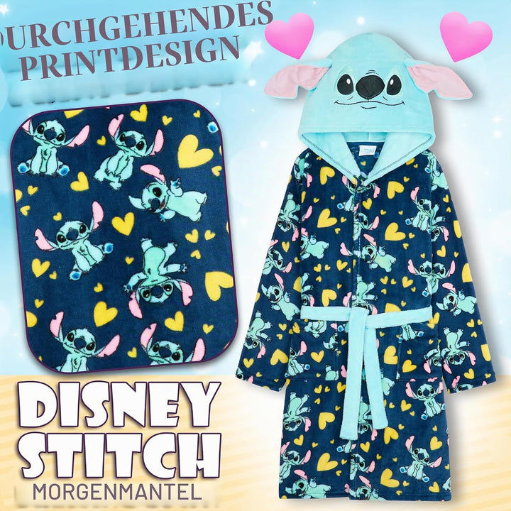 Get Trend Bademantel Mädchen, Flauschig mit Prints von Stitch und Angel, Barbie, Disney Prinzessinne