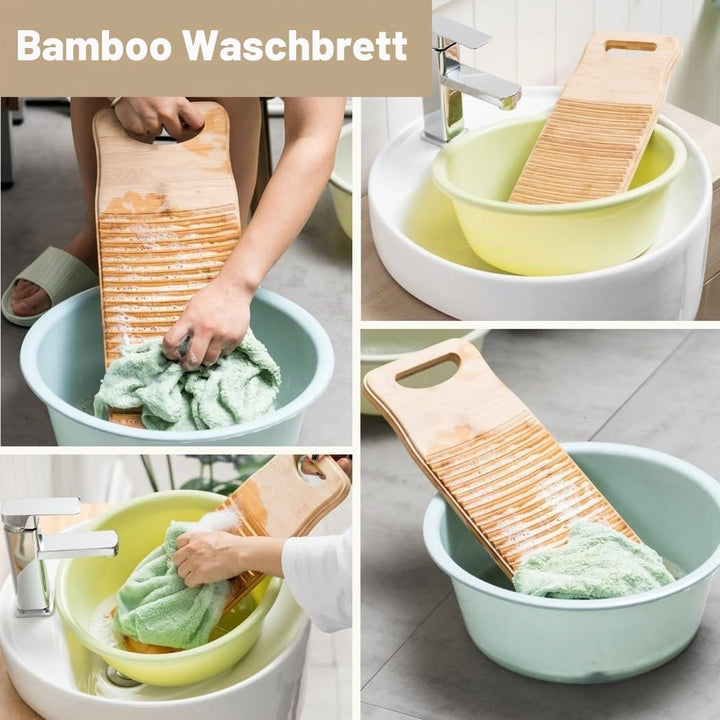 2 Stück Wäsche aus natürlichem Bambus, verdicktes, rutschfestes Waschbrett für kleine Wäschearbeiten