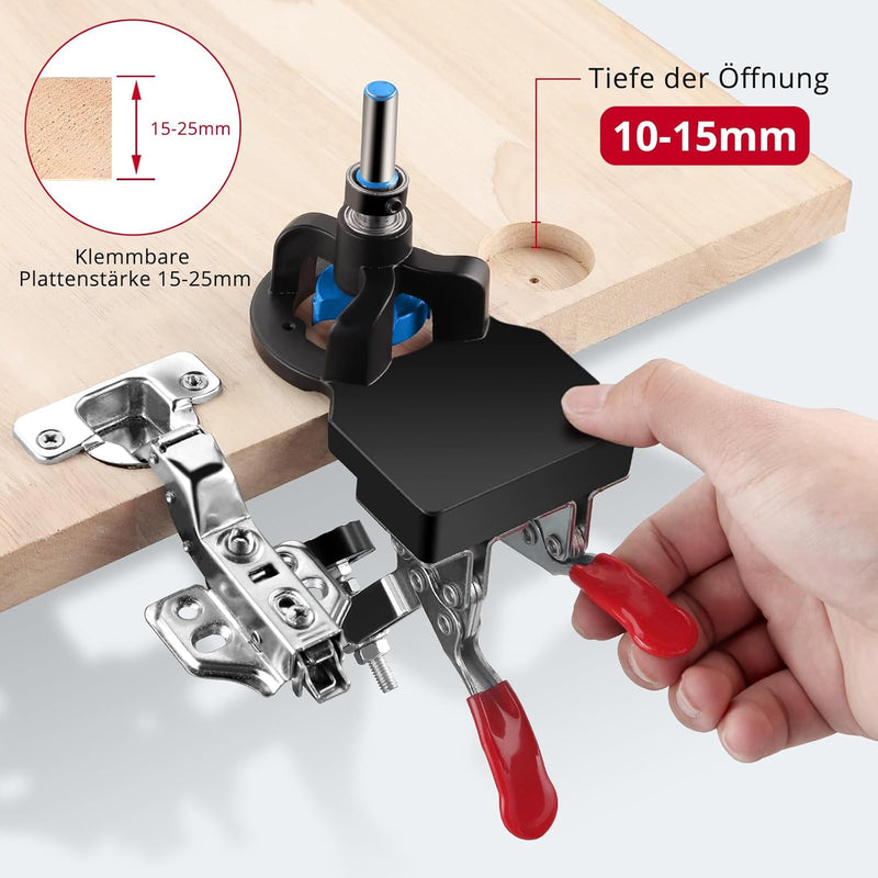 XUNTOP Verdecktes Scharnier Jig 35mm Legierung Cup Style Scharnier Bohren Jig Lochsäge, für Holzmöbe