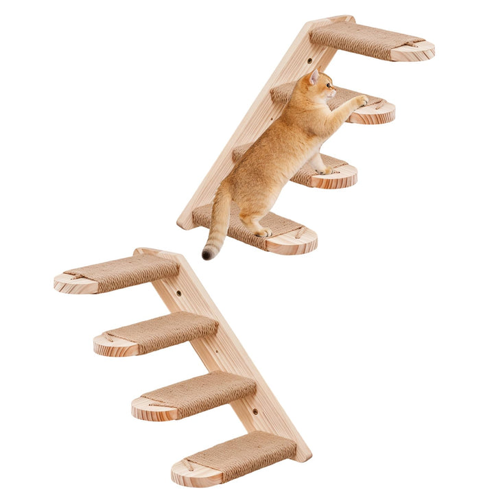 2 Pack Katzentreppe Wand, 4 Stufen Kletterwand für Katzen mit Juteseil | Diy Kletterwand Katzen Katz