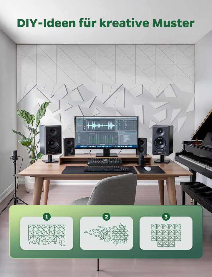 18 Stück Akustikplatten Selbstklebend, Akustik Schallabsorber Panels für Wand & Gaming Zimmer mit Li