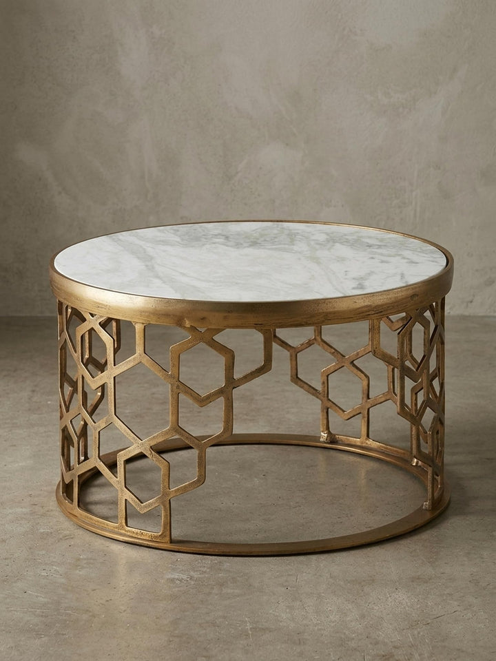 KADIMA DESIGN Couchtisch Marble - Design Wohnzimmertisch mit echtem Marmor Weiss, 60x60x36 cm, Metal