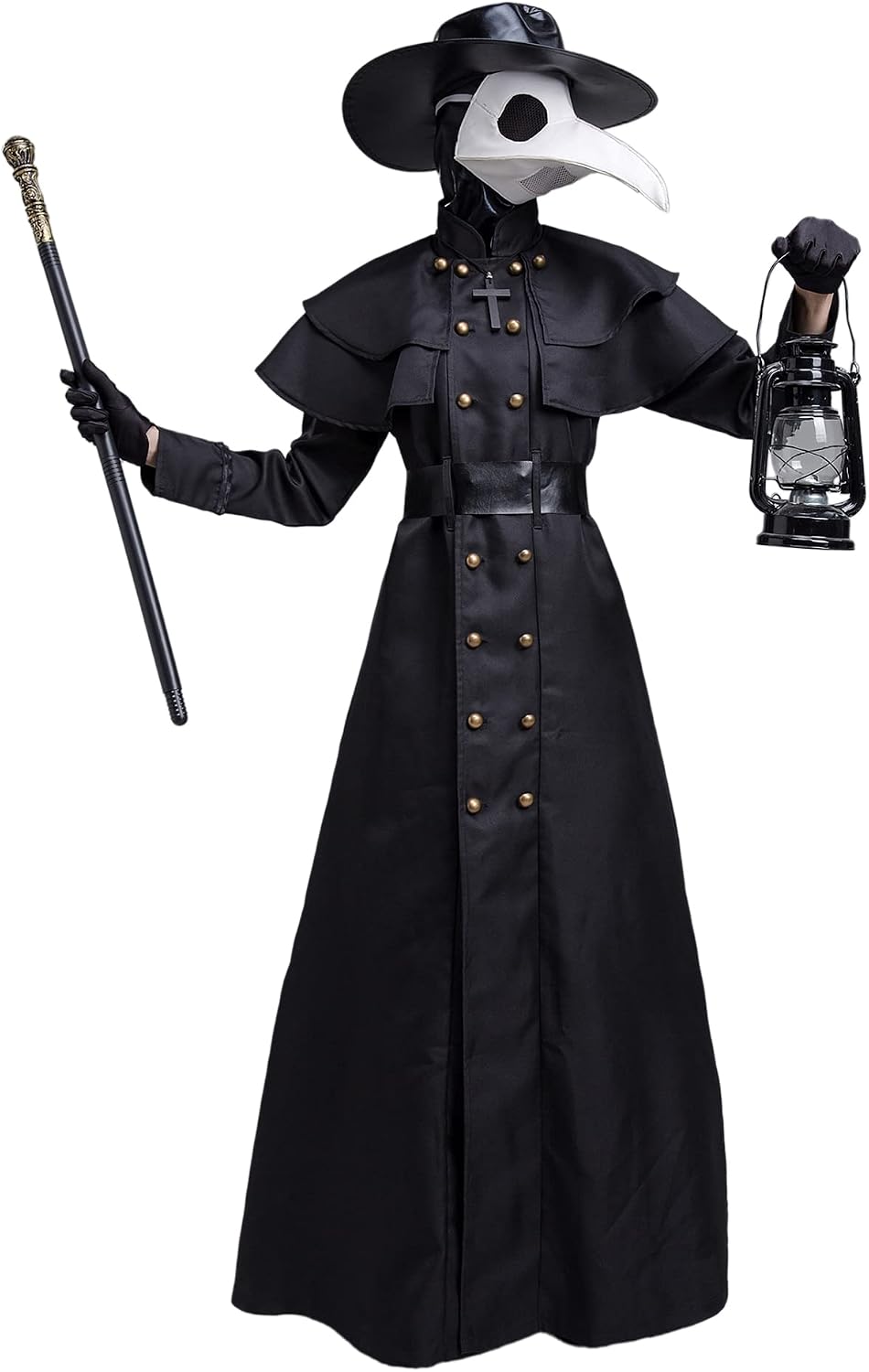 Feynman Herren Mittelalter Steampunk Pest-Doktor Pest Arzt Halloween Kostüm mit Pestdoktor Accessoir