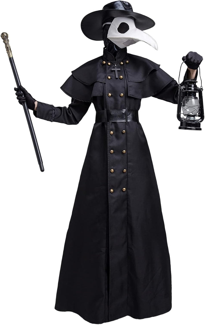 Feynman Herren Mittelalter Steampunk Pest-Doktor Pest Arzt Halloween Kostüm mit Pestdoktor Accessoir