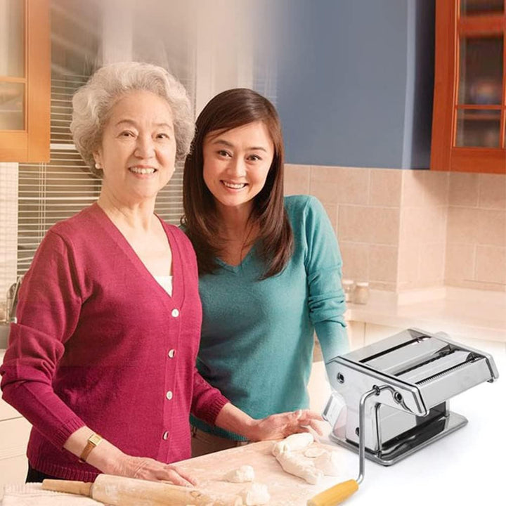 Nudelmaschine Pasta-Rollenmaschine -Edelstahl 3 In 1 Nudelschneider Maschine mit 6 Teigdicken Einste