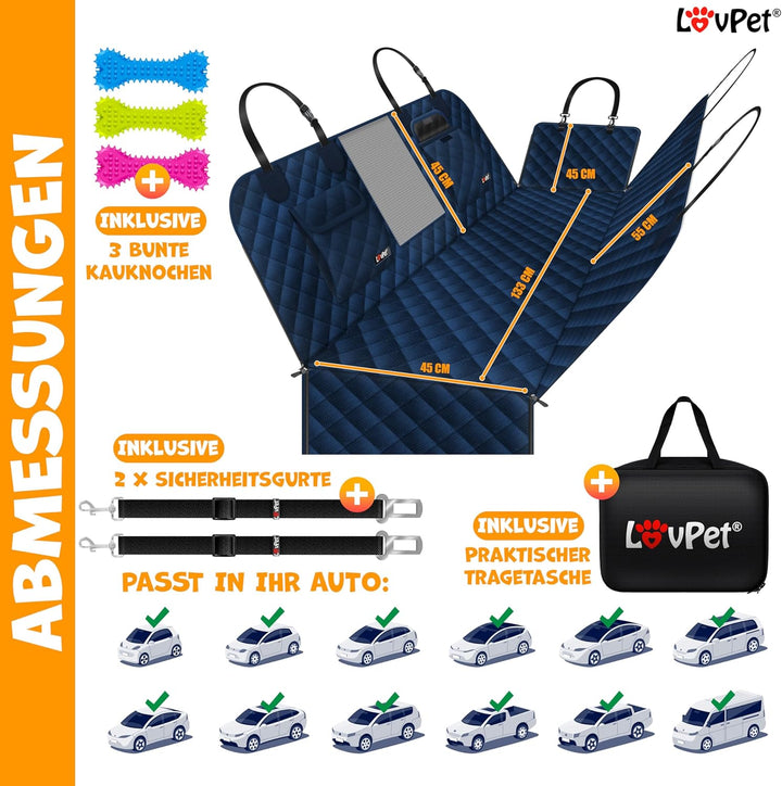 Lovpet® 2in1 Hundedecke für Auto Rückbank & Kofferraum mit Seitenschutz und Sichtfenster Kofferraums