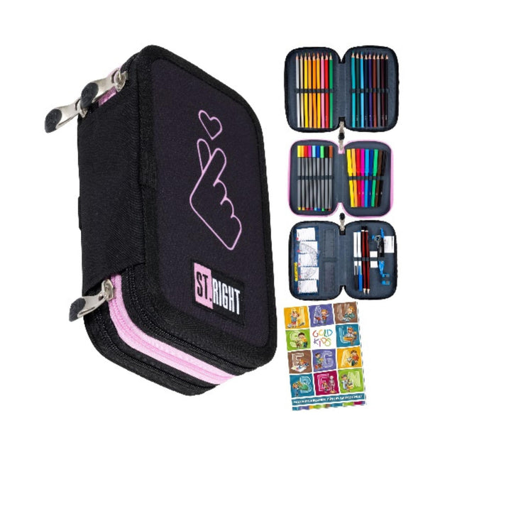 Goldkids - Federmäppchen 3 Fächer - Mäppchen für Mädchen und Jungen - Federmappe 3-Fach Federtasche