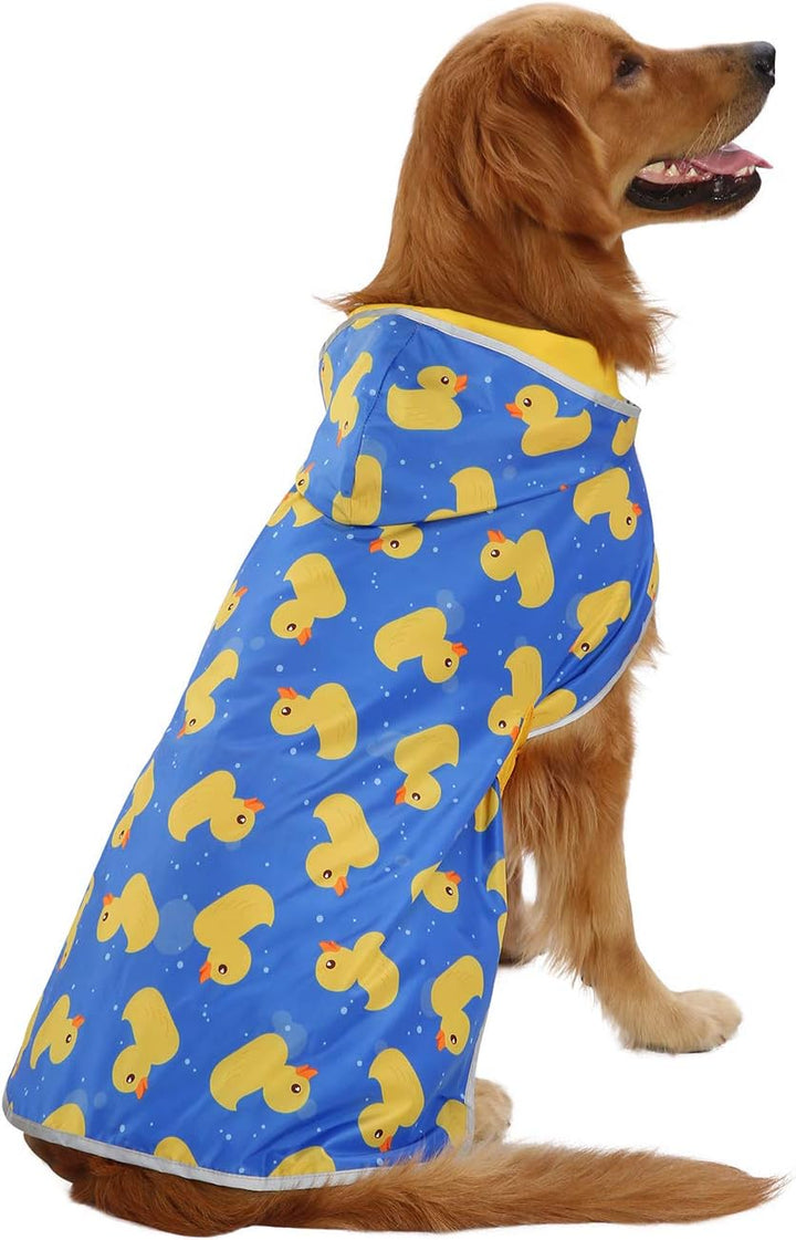 HDE Wendbarer Hunde-Regenmantel mit Kapuze, Zupf-Poncho, Regenmantel, Jacke für kleine, mittelgrosse