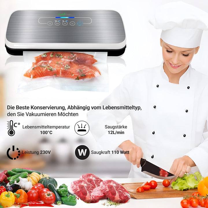 Nutrichef PKVS18SLEU Food Saver Vakuumiermaschine - 110W Automatisches Foodsaver System Air Seal Mas