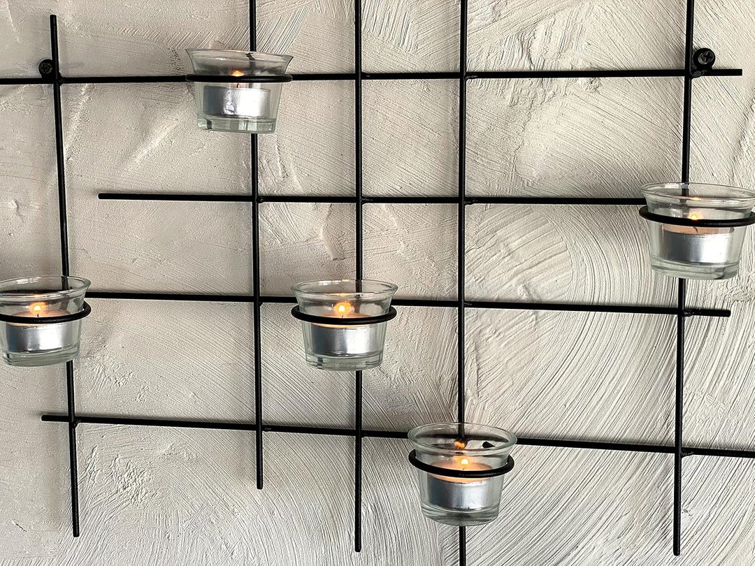 DanDiBo Wandteelichthalter Metall Leuchter 5XXL Wandkerzenhalter 50 cm Teelichthalter Wand Kerzenhal
