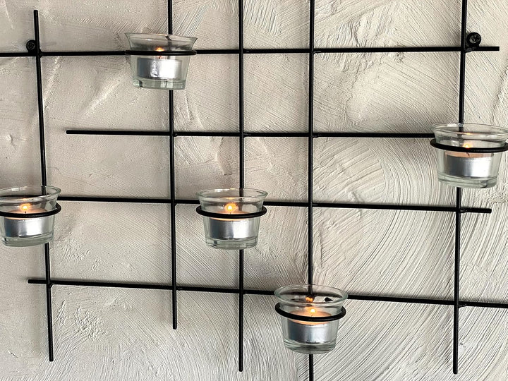 DanDiBo Wandteelichthalter Metall Leuchter 5XXL Wandkerzenhalter 50 cm Teelichthalter Wand Kerzenhal