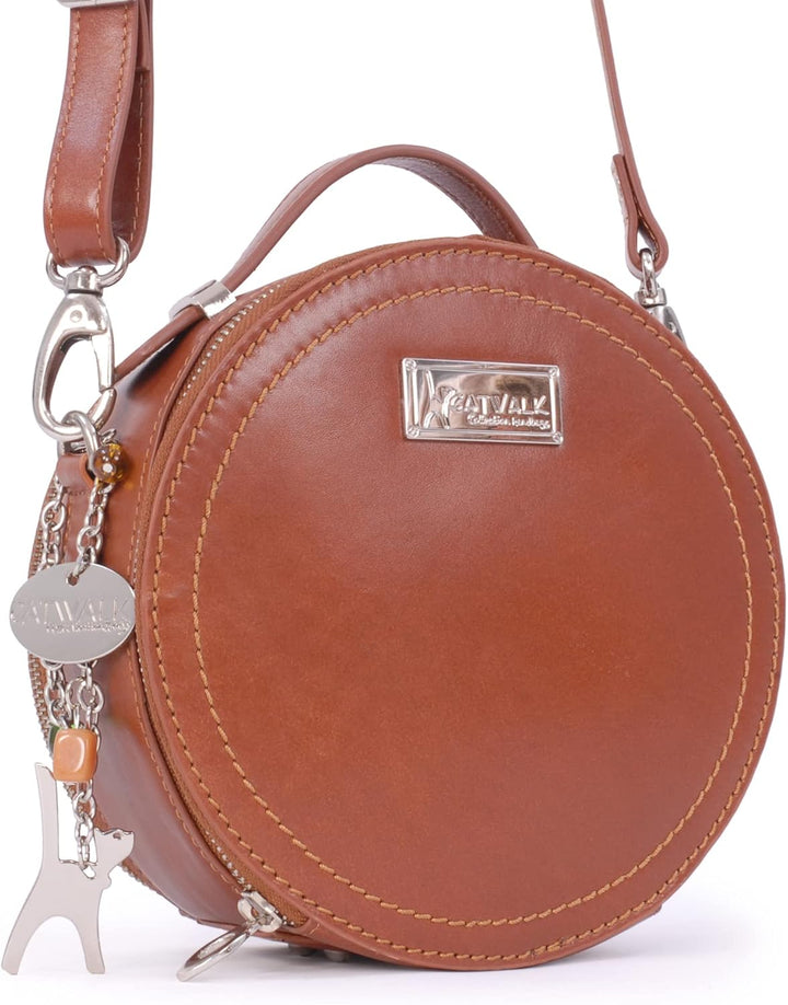 Catwalk Collection Handbags - Saffiano ECHTLEDER - Runde Handtaschen/Umhängetaschen Für Frauen TIFFA