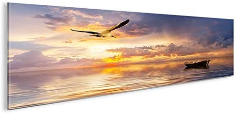 islandburner Bild Bilder auf Leinwand Möwe Nordsee Altes Fischerboot Panorama XXL Poster Leinwandbil