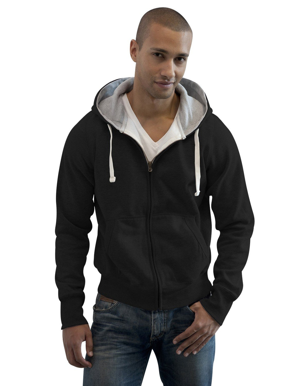 JH052 Chunky Zoodie Sweatjacke Sweatshirt Jacke, Grössen:M, Farbe:Jet Black