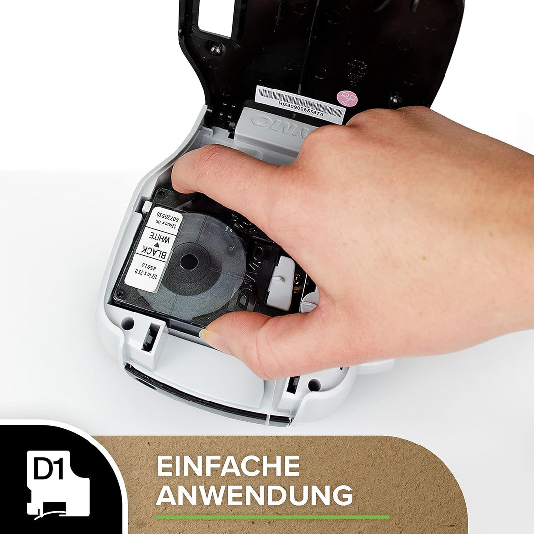 DYMO Original D1-Etikettenband | schwarz auf weiss | 24 mm x 7 m | selbstklebendes Schriftband | für