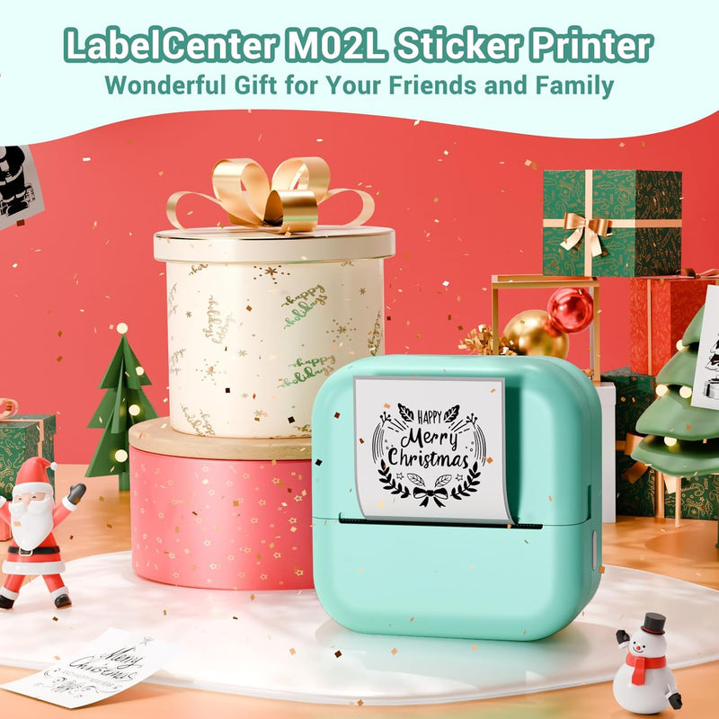 LabelCenter Mini Drucker, Sticker Drucker M02L,Mini Drucker für Smartphone Mini Sticker Drucker,Mini