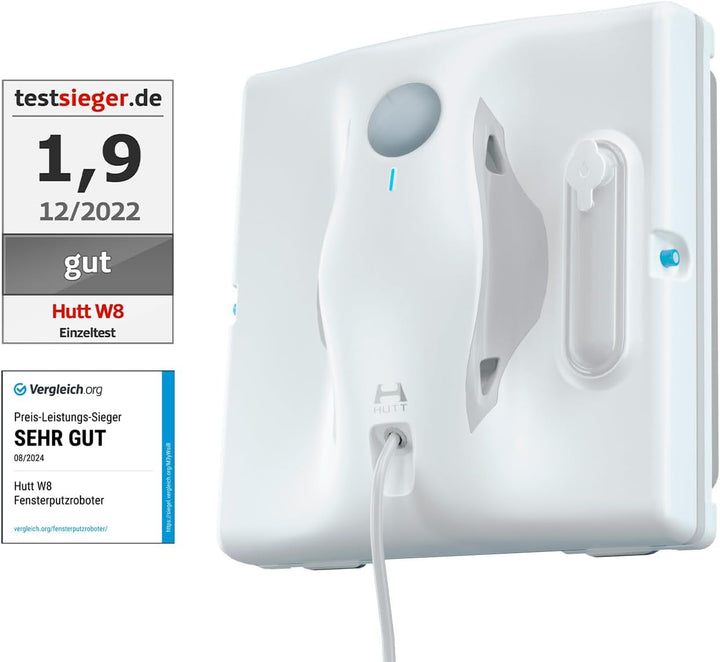 Hutt W8 Fensterputzroboter & Wischroboter für Flächen wie Fliesen, Spiegel etc (max 3800Pa Saugleist