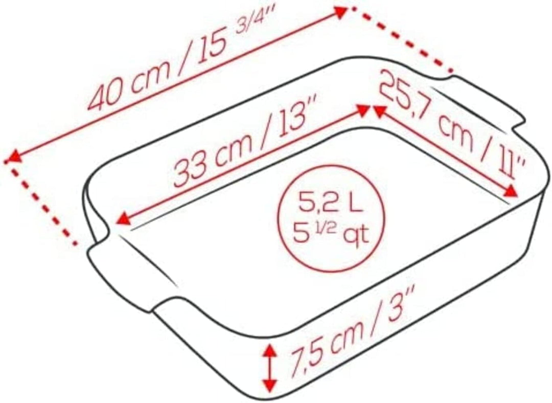 PEUGEOT - Rechteckige Auflaufform aus Keramik - 40 cm x 27,2 cm x 8,3 cm - Fassungsvermögen: 5,2 L -
