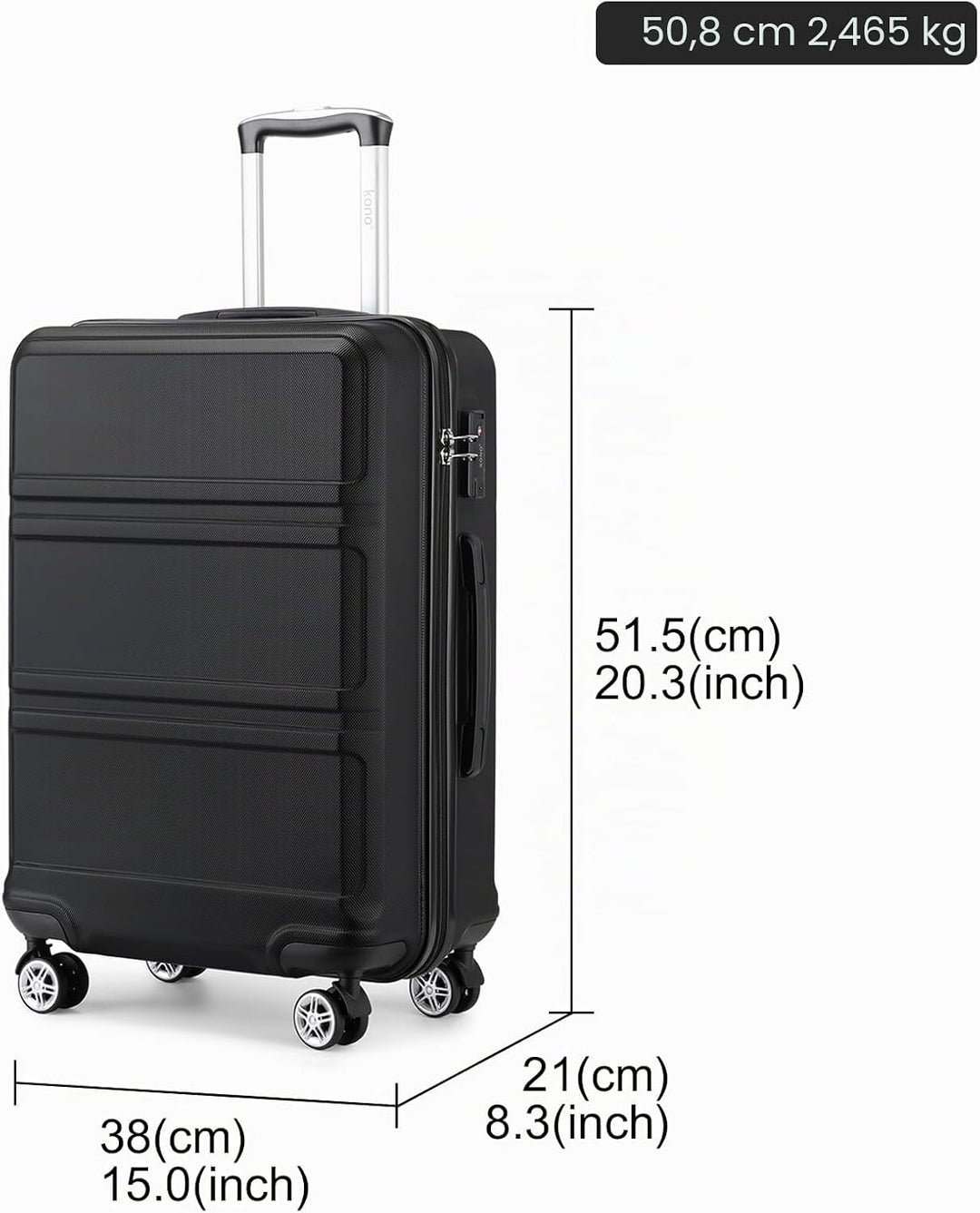 Kono Koffer Trolley Hartschale Handgepäck Zwillingsrollen Leichtgewicht ABS Kabinentrolley Reisekoff