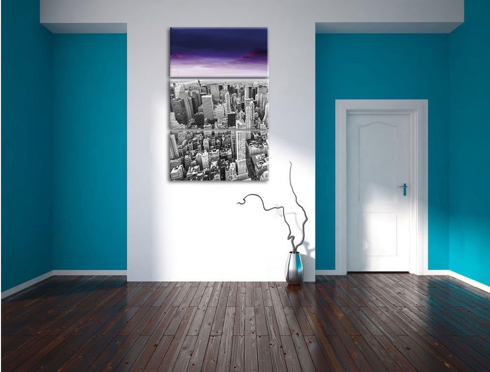 Pixxprint Skyline von New York am späten Abend als Leinwandbild/Grösse: 3 Teilig (120x80) cm/Wandbil