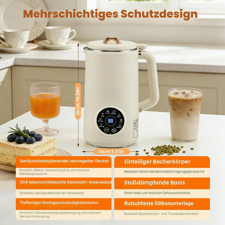 Nussmilchmaschine, 1000ML 8-in-1 Sojamilch Maschine, Automatische Warmhaltefunktion &amp; Selbstreinigun