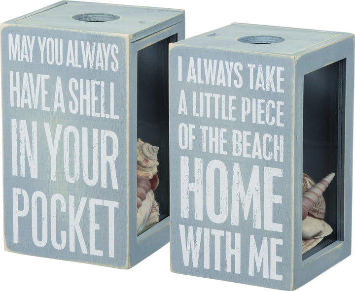 Primitives by Kathy House Decor Sea Shell Holder, 4.25 x 7.25 x 4.25-Inches, Piece of The Beach with