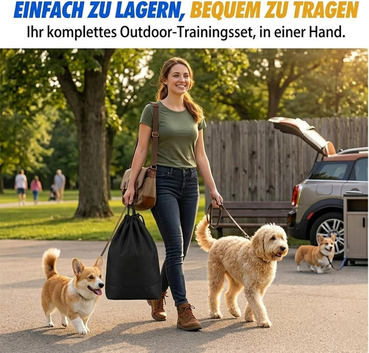 Agility Set Hunde mit 6 Hürden, Cavaletti Hund Trainingsset, 12 Verstellbare Stangen & 12 Pylonen, H