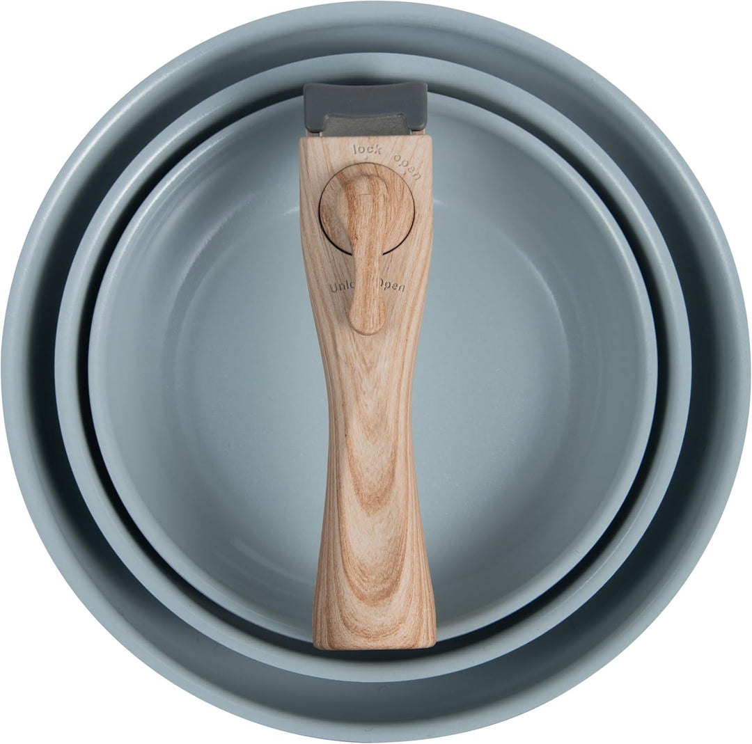 BERGNER CLICK&COOK - Set 4 Pzs Sartenes (18+20+24 cm) con Mango Desmontable - Aluminio Prensado Reci