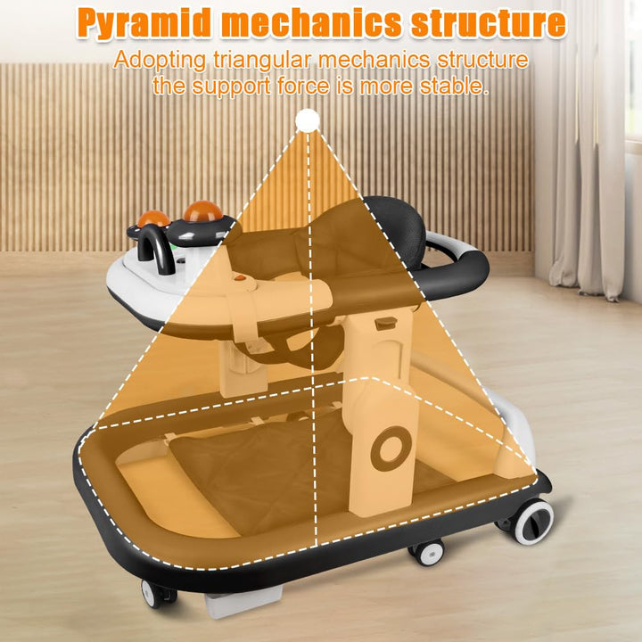 Lauflernhilfe für Babys, Jungen, Mädchen, mitwachsend, faltbar, 6 Räder, sturzsicher, 3 einstellbare